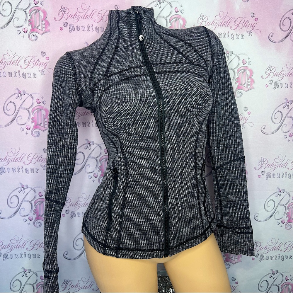 Lululemon define jacket heathered grey black spotted dotted pattern stretchy - Picture 10 of 10